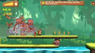 Banana Kong 2 Hit 20 soft obstacles like bushes, barrels, bats and more (In One Run)