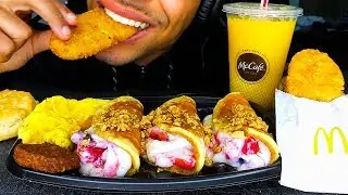 ASMR MCDONALD'S McCREPES SECRET MENU ITEM BIG BREAKFAST MUKBANG EATING SHOW JERRY NO TALKING