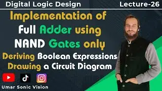 Lecture#26 | Full Adder using NAND Gates Implementation | Boolean Expressions & Circuit Diagram