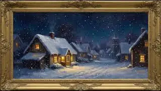 Winter Village Oil Painting 4K | Samsung Frame TV Art | Cozy Christmas Screensaver (No Sound)