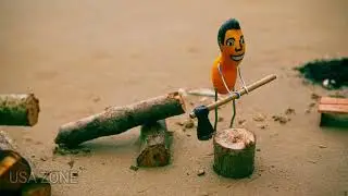 Mini People Making Firewood Using Mini Machine | Satisfying Miniature Video | ASMR USA Video 