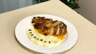 Christmas Honey Roasted Chicken with Pumpkin Purée & Creamy Mashed Potatoes | No Talking ASMR