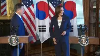 Diplomatic incident  Kamala Harris Wiping her hand after shaking with South Korean President Moon