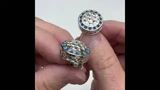 Silver Weave Design Cufflinks Blue Crystals Cool Dome Crown #cufflinks #mensfashion #crystals