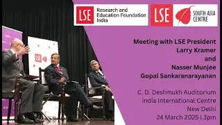 Meeting with LSE President Larry Kramer, Nasser Munjee and Gopal Sankaranarayanan.