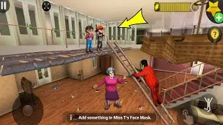 Scary Teacher 3D - troll Miss T many ladder and traps (Mod menu) gameplay part 5395 #scaryteacher3d