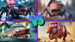 McQueen Dino🆚House Head🆚Police Car Monster🆚Infected Sea - Tiles Hop EDM Rush 🎶