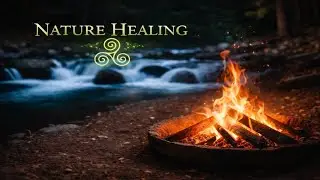 Relaxing Fire Sounds with Gentle Waterfall 🔥| 2 Hours Outdoor Ambience for Deep Relaxation