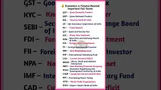 20 Most Important Economics & Banking Full Forms | GK for Exams&rdquo;