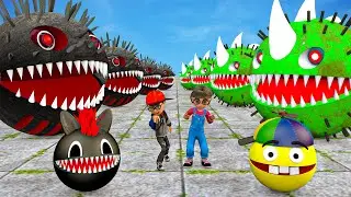 MS PACMAN & NEW BLUE PACMAN VS TWO YELLOW MONSTER PACMAN FIGHTING IN SPIDER BABY TEAM #2026