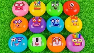 Satisfying Asmr l Mixing 12 Mm's Slime with Skittles Candy, Grid Ball Cutting ASMR