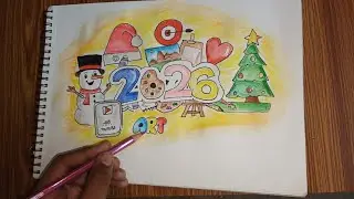 Colour with Ms- New Year 2026 Doodle art | water color pencils 