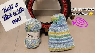 Knitting a Hat with Self-striping Yarn from Ice Yarns!! Addi/Sentro Knitting Machine 👒❄️🧶