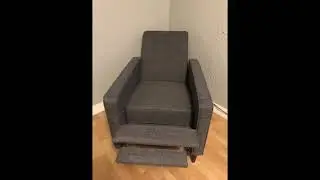 Macedonia Mid Century Modern Tufted Back Fabric Recliner Light Grey Tweed   Videos 3