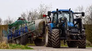 New Holland TS 110 & Garant 6m3 Schleppschlauch Fass am Gärsubstrat ausbringen