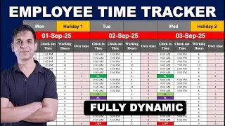 Employee Time Tracker in Excel | Fully Dynamic | Excel
