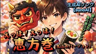 えっほ！えっほ！恵方巻(鬼は外バージョン)