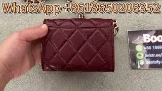 C-hanel Wine Red Caviar Leather Small CC Classic Flap Wallet