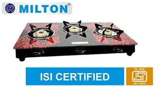MILTON ISI Certified Premium 3 Burner Glass Top Manual LPG Stove with MS Frame and Brass Burners