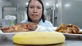 Daing na bangus + bamia/okra marag (Arabic food) + banana #mukbang #ofwmukbang #smallyoutuber
