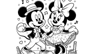 How to Coloring Mickey and Minnie Mouse Easy, Mickey Minnie Mouse Drawing and Coloring for Kids, 131