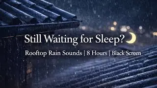 Still Waiting for Sleep? 🌙 | Rooftop Rain Sounds | 8 Hours | Black Screen