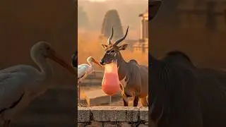 Nilgai antelope lets tiny stork help him 🦌🐦