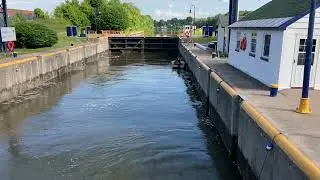 Boat using lock at Fulton Canal