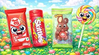 ASMR Most Popular Candys / some lots of colorful rainbow lollipop candy / unpackingchocolate eat