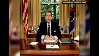 President Ronald Reagan addresses the nation after Challenger explosion