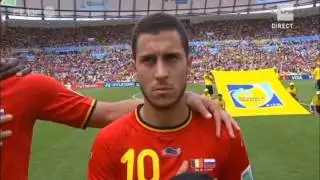Belgium vs Russia, Maracana WK2014, Steven Vekeman in beeld tijdens volkslied.