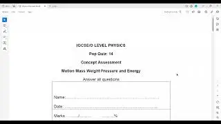 Motion Mass Weight Pressure and Energy Physics Pop Quiz 14