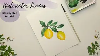 How to paint Lemons. Watercolor Lemon painting. Watercolor tutorial for beginners.