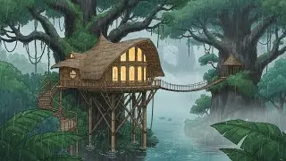 A Peaceful Rainy Day in the Treehouse | Ghibli Style Silent Storytelling