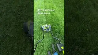 Sunjoe 24v cordless reel cylinder mower 24V-CRLM15 deep grass load test. #cordlessmower #lawnmower