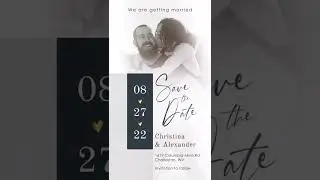 Minimalist Save the Date Video Invitation with your photo, Electronic Animated Wedding E Invite