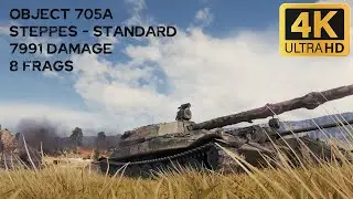 Object 705A 8,0k damage 8 frags on Steppes - World of Tanks