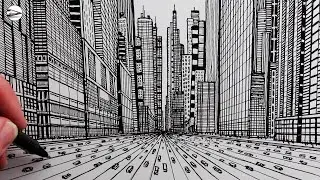 How to Draw a City in One-Point Perspective: Fast