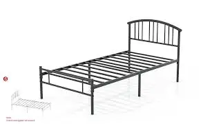 VECELO Twin Size 14 inch Twin Bed Frame Metal Platform Mattress Foundation with headboard Footboard
