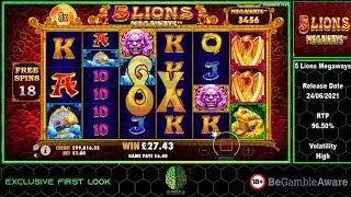5 Lions Megaways Bonus And Base Game Slot Pragmatic Releasing 24/06/2021