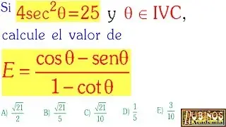 Examen Admisión Universidad Razones Trigonométricas de Ángulos en Posición Normal SAN MARCOS