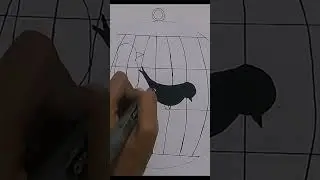 Birds Drawing || Birds in the cage || Adorable Birds #shorts #shortvideo #shortsvideo