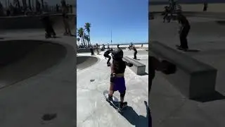 8 year old skater girl back 2 back 360 air with Isiah Hilt at Venice Skate Park