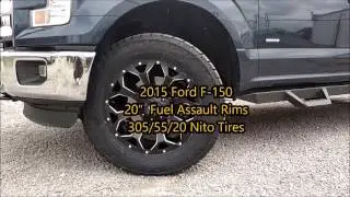 2015 Ford F150 sitting on 20''Fuel Assault wheels and Nito 305/55/20 tires.