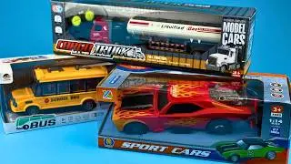ASMR Unboxing RC Hot Wheels Sports Car, RC School Bus, RC Cargo Truck 