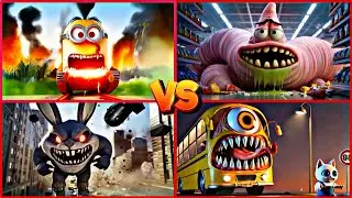 Minions Train Eater 🆚 PATRICK. EXE 🆚 Zootopia. Exe 🆚 School Bus 🎶 Tiles Hop