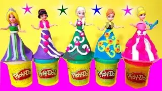 PLAY DOH Sparkle dresses Disney Princesses Magiclip dolls Elsa Anna Cinderella Glitter Glider dolls