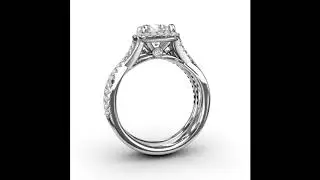 Fana Cushion Shaped Halo Twist Diamond Engagement Ring