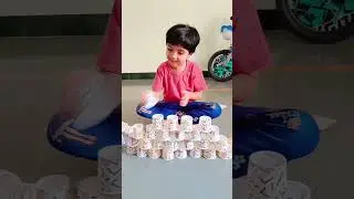 Shreya busy with building the bridge with paper cups funny moments ❤️💙🤩💞