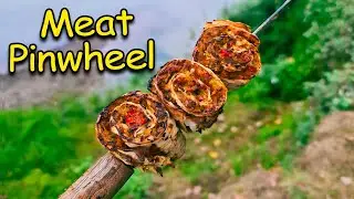 🔥🏕️ Campfire Meat Pinwheel Skewers: The Ultimate Outdoor Grilled Wrap!